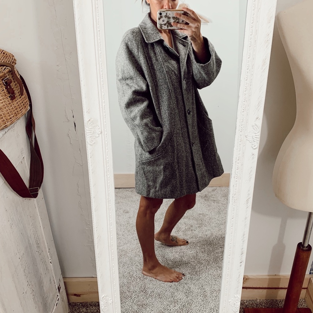Vintage Light Academia Herman Kay Wool Winter Pea Coat